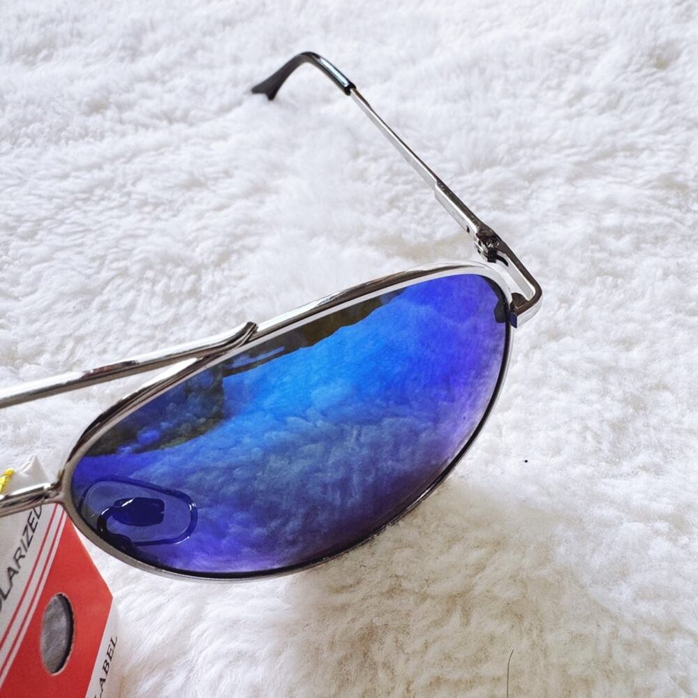 Felix Blue w/Silver Rim Mirrored Sunglasses - Picture 8 of 14